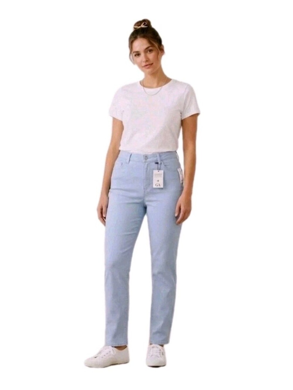 NWT Gloria Vanderbilt Amanda Slimming Jeans 16 | Pastel Hydra Blue Stretch Denim